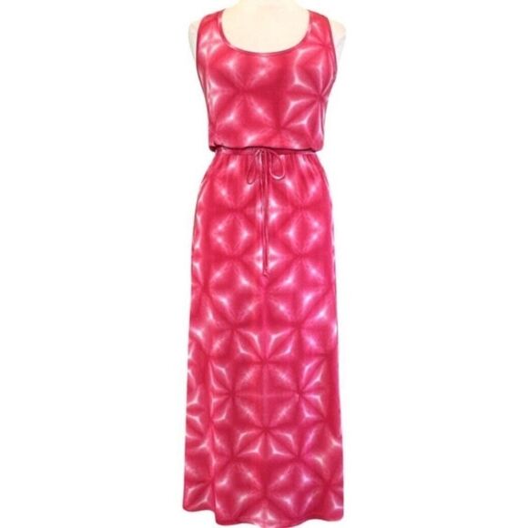 Calvin Klein Sleeveless Scoop Neck Pink Tie Dye Maxi Dress Size 4 - Picture 2 of 5